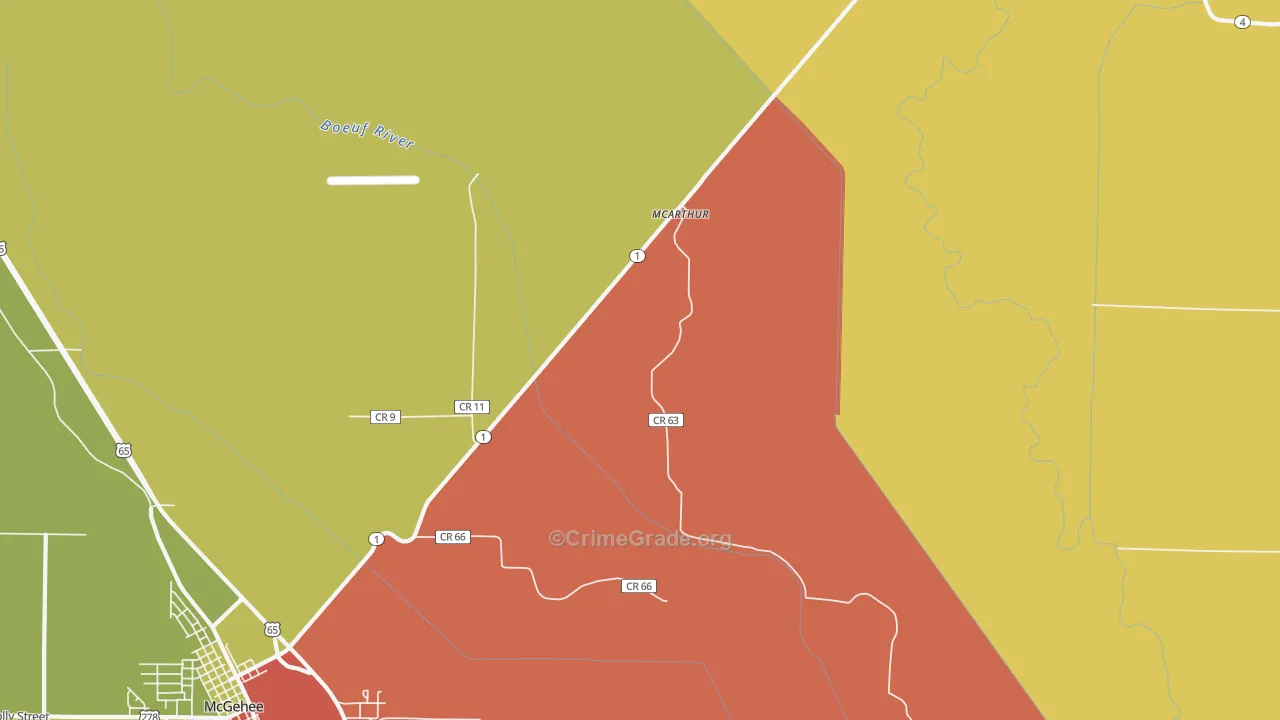 McArthur, AR Map of Vandalism Rates