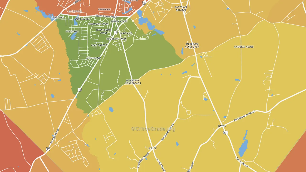 McArthur Crossroads, NC Map of Vandalism Rates