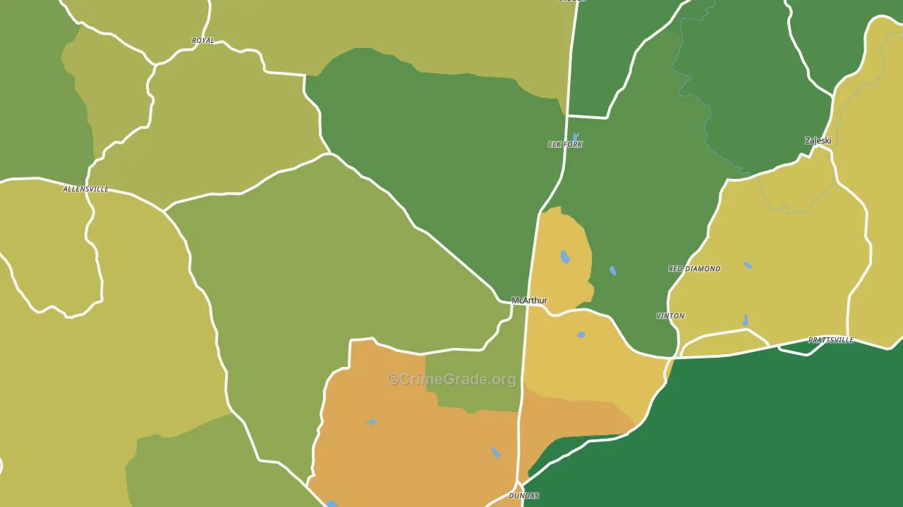 McArthur, OH Map of Vandalism Rates