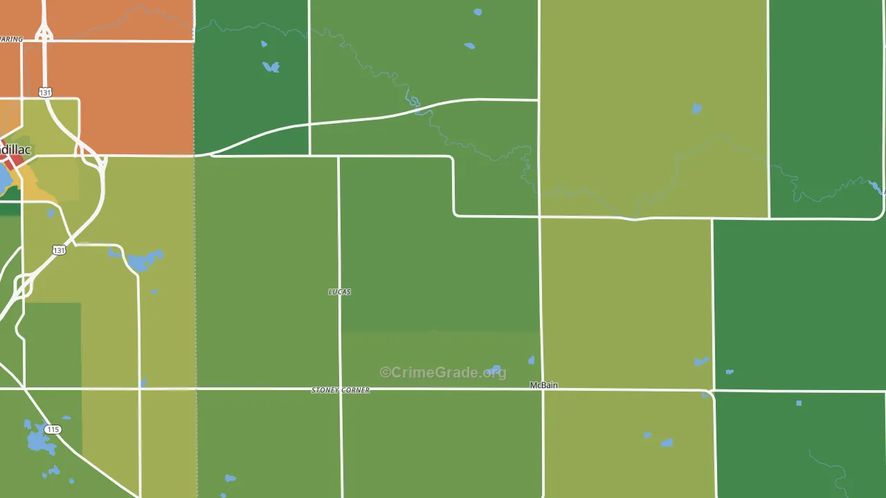 McBain, MI Map of Vandalism Rates