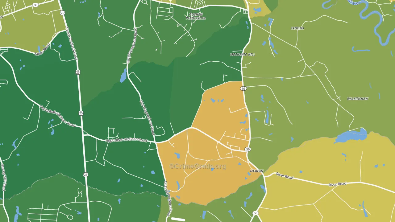 McBean, GA Map of Vandalism Rates
