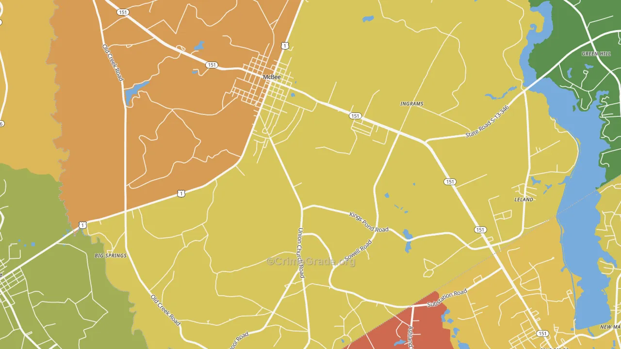 McBee, SC Map of Vandalism Rates
