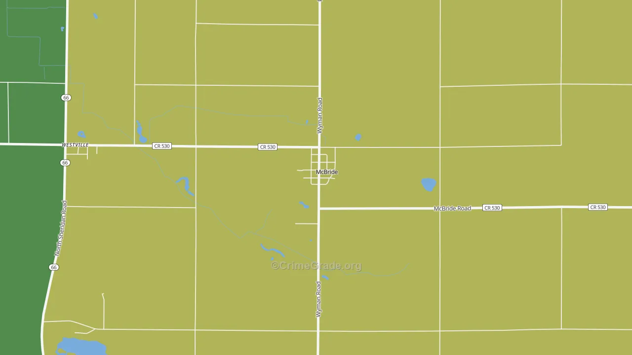 McBride, MI Map of Vandalism Rates