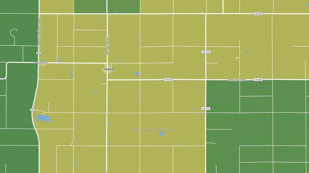Mcbrides, MI Map of Vandalism Rates