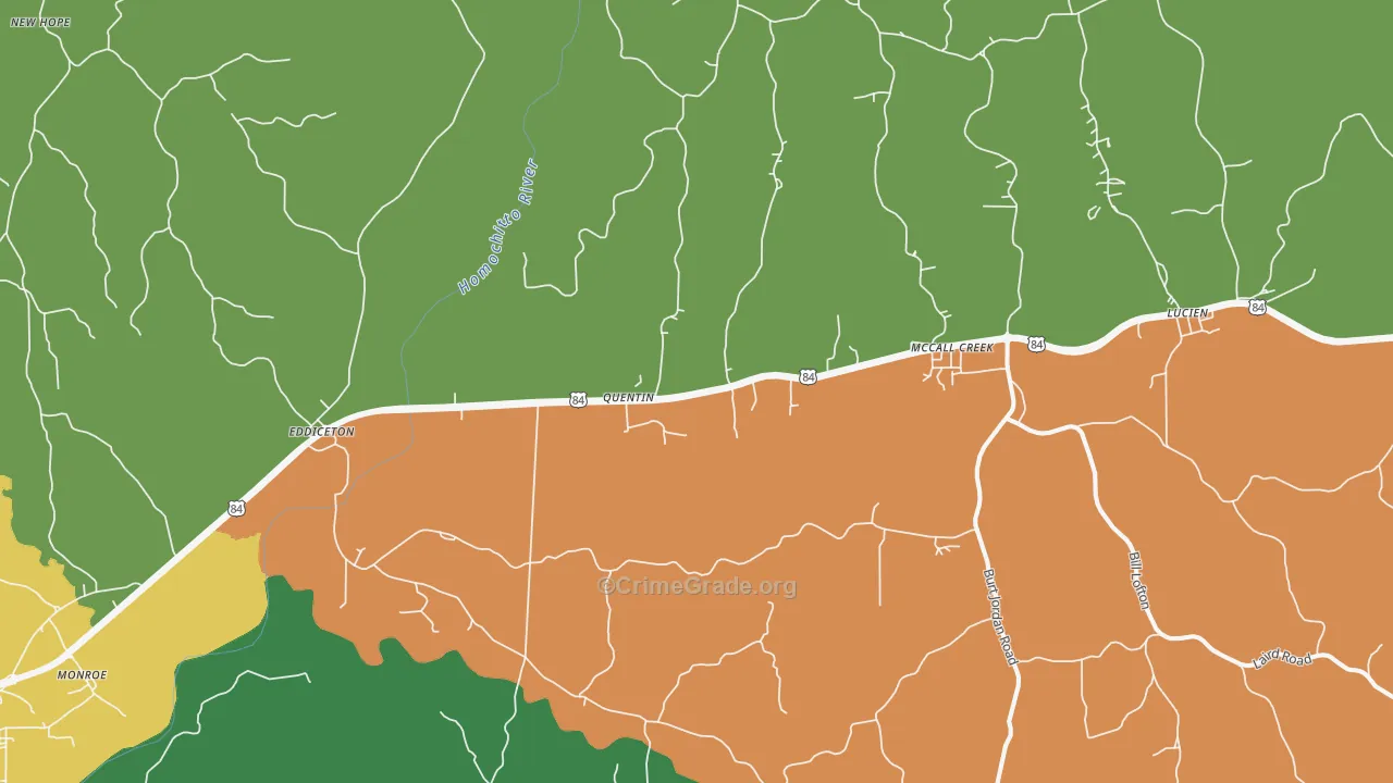 McCall Creek, MS Map of Vandalism Rates
