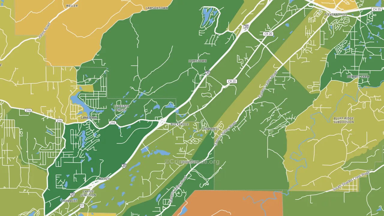 Mccalla, AL Map of Vandalism Rates