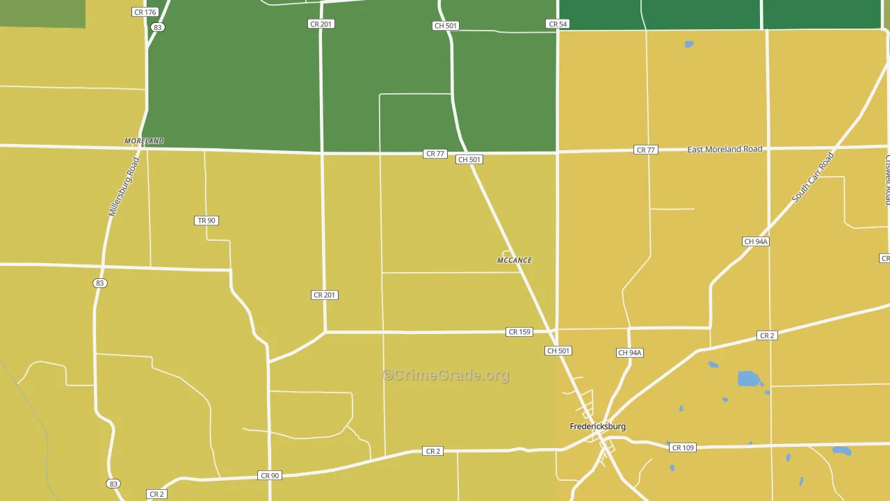 McCance, OH Map of Vandalism Rates