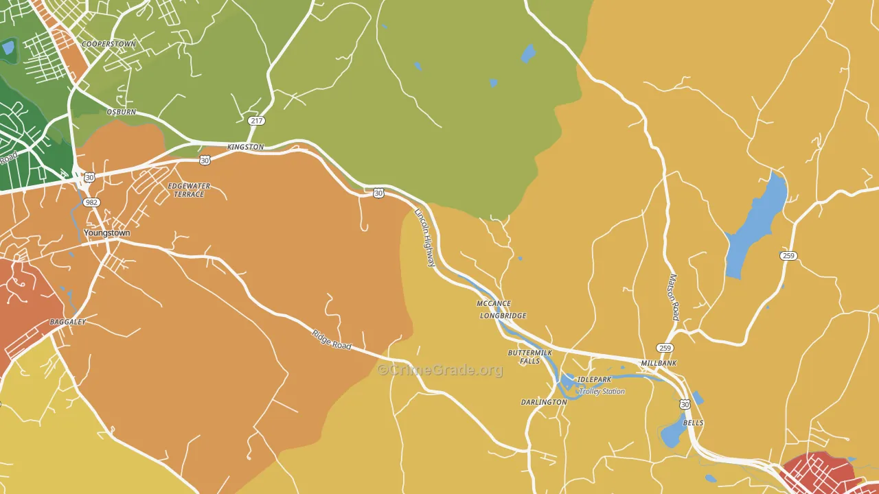 McCance, PA Map of Vandalism Rates