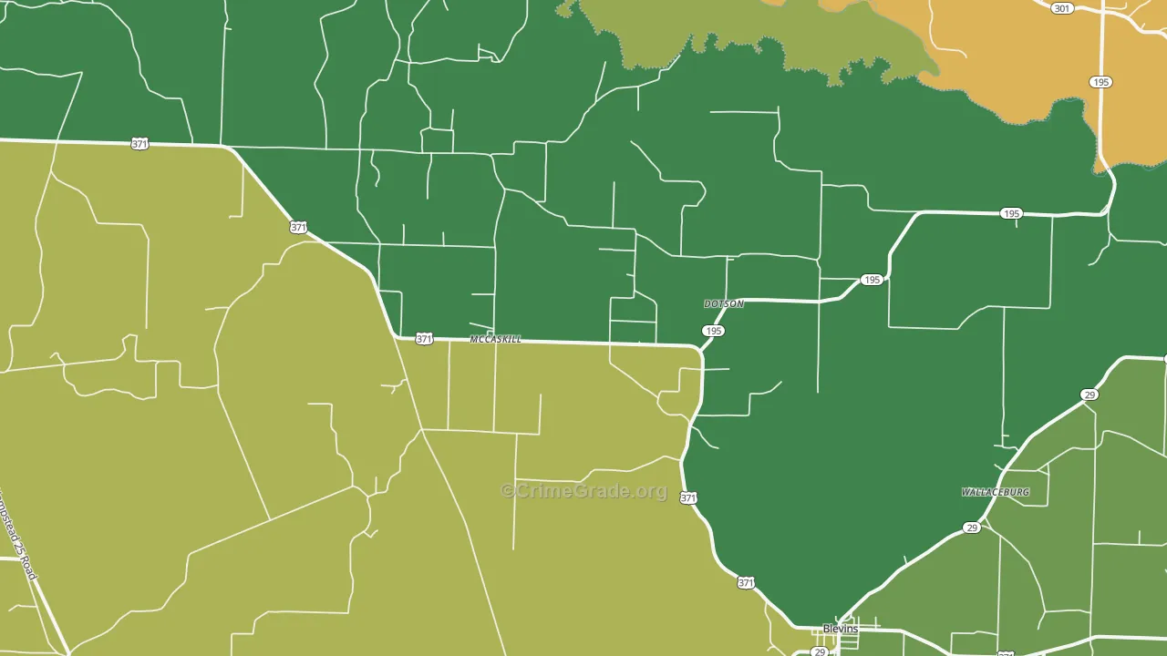 McCaskill, AR Map of Vandalism Rates