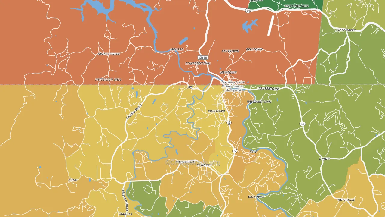 McCaysville, GA Map of Vandalism Rates