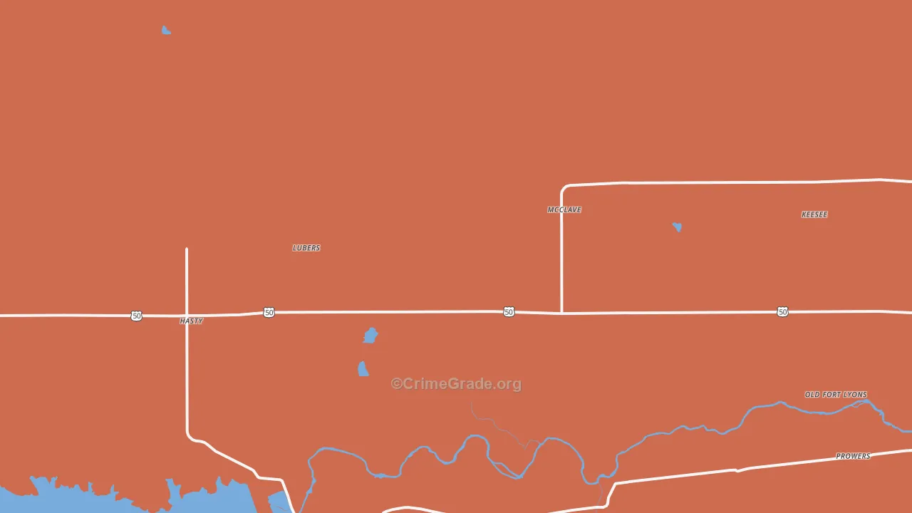 McClave, CO Map of Vandalism Rates