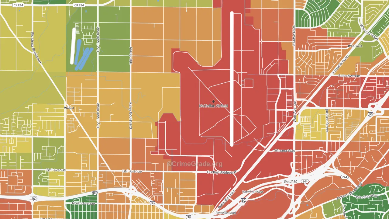 McClellan Park, CA Map of Vandalism Rates