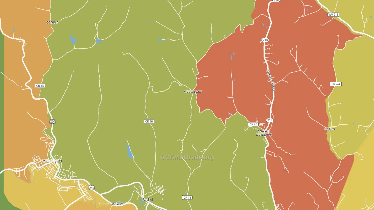 McClellan, WV Map of Vandalism Rates