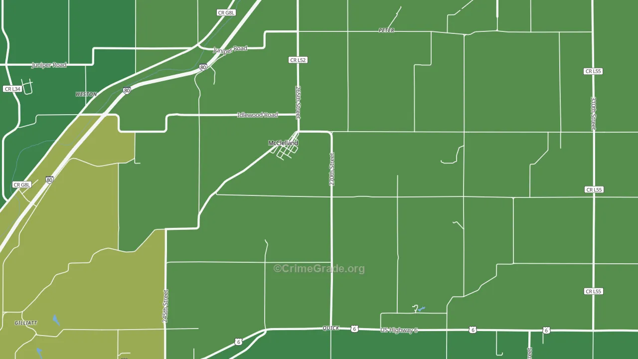 McClelland, IA Map of Vandalism Rates