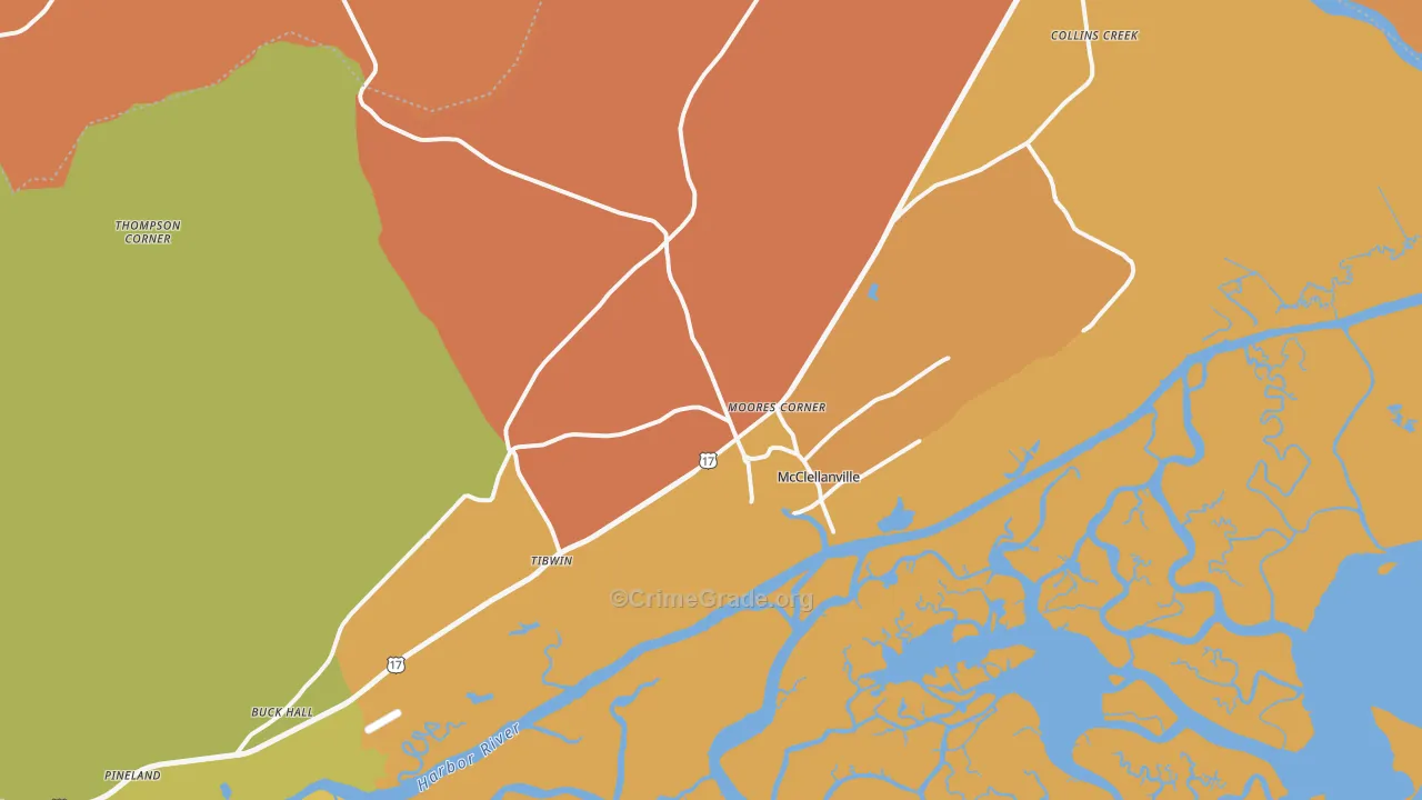 McClellanville, SC Map of Vandalism Rates