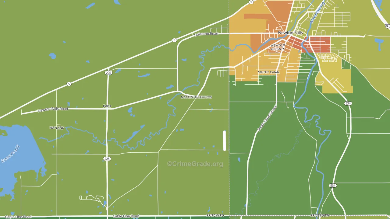 McClintocksburg, OH Map of Vandalism Rates