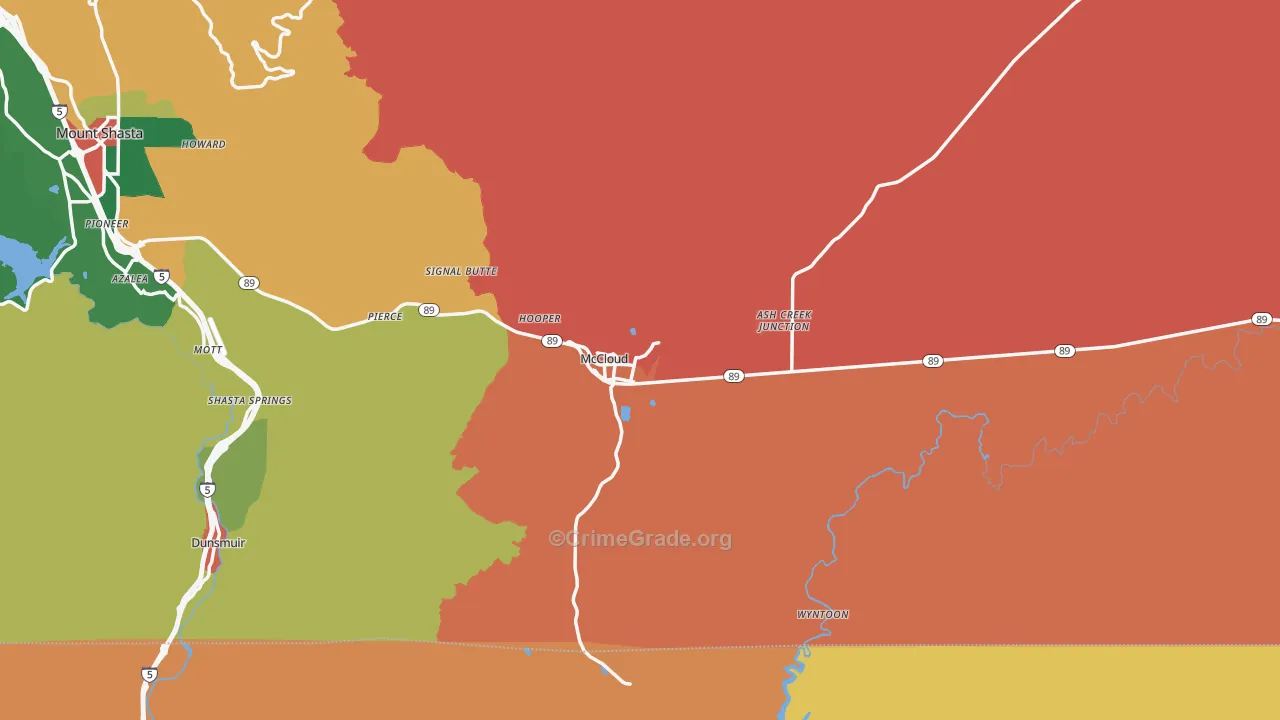 Mccloud, CA Map of Vandalism Rates