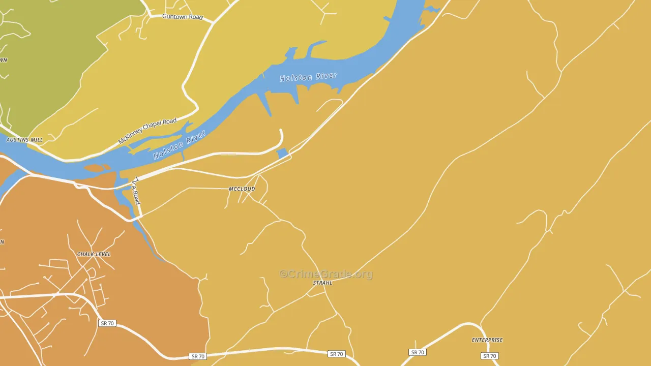 McCloud, TN Map of Vandalism Rates