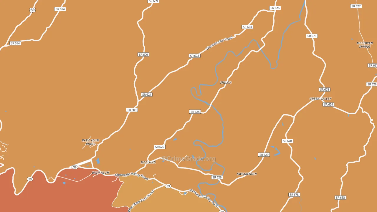 McClung, VA Map of Vandalism Rates