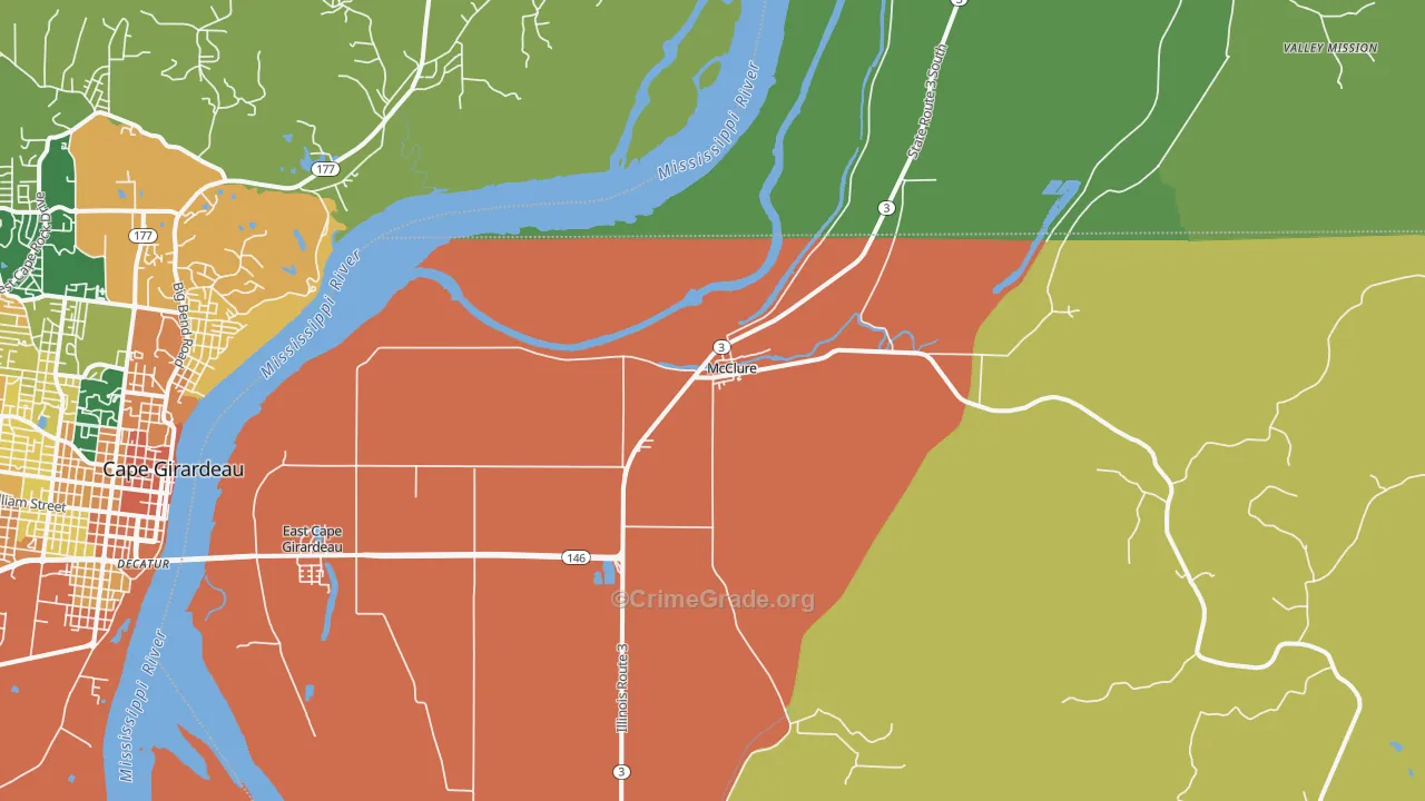 McClure, IL Map of Vandalism Rates