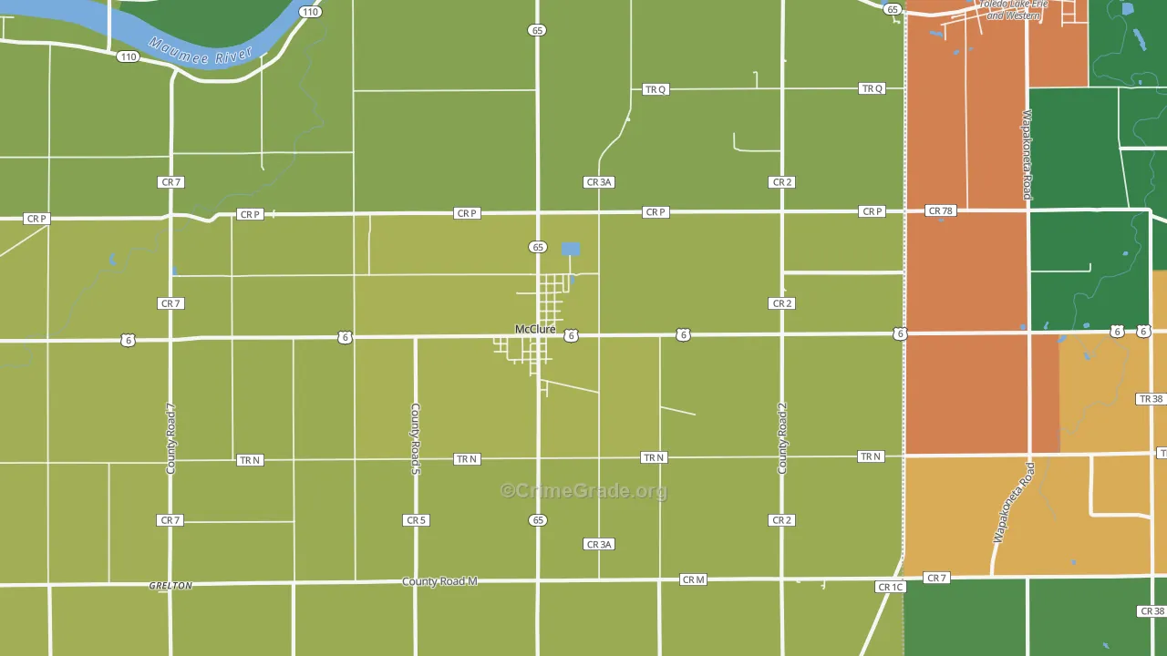 McClure, OH Map of Vandalism Rates