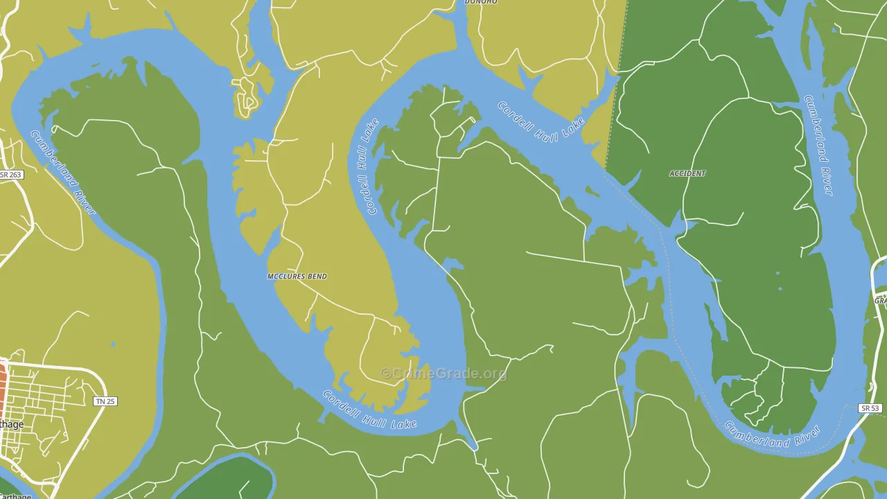 McClures Bend, TN Map of Vandalism Rates