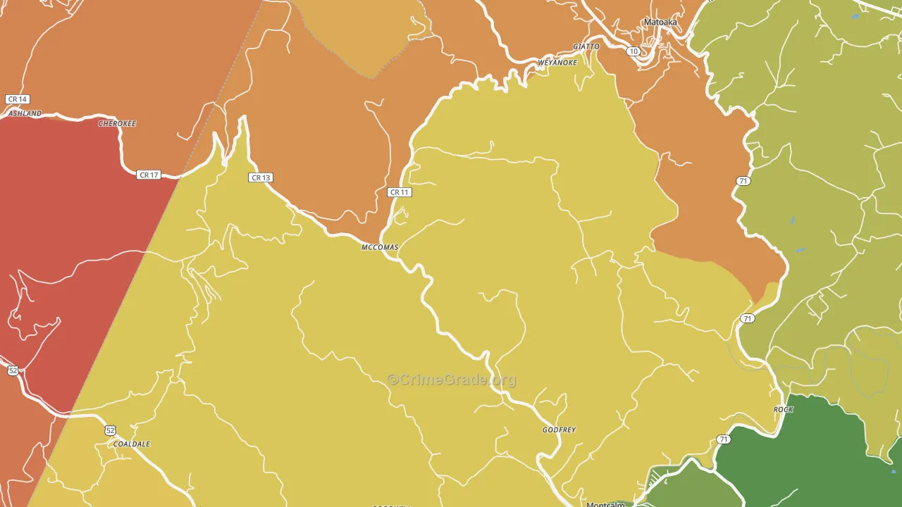 McComas, WV Map of Vandalism Rates