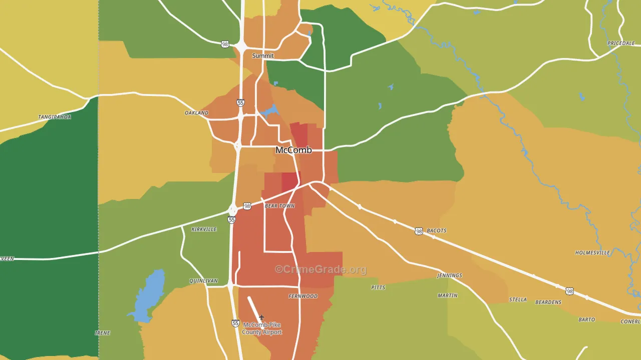Mccomb, MS Map of Vandalism Rates