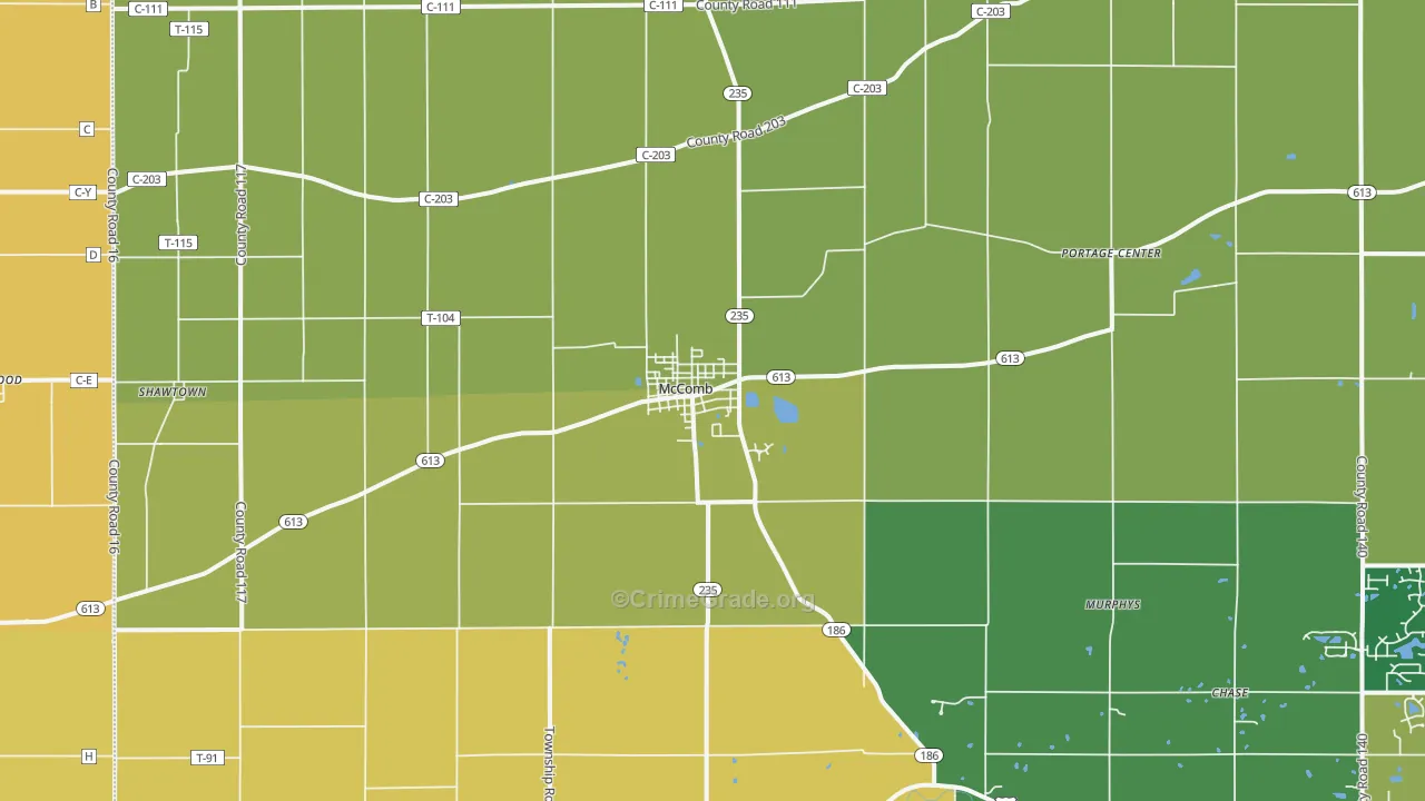 McComb, OH Map of Vandalism Rates