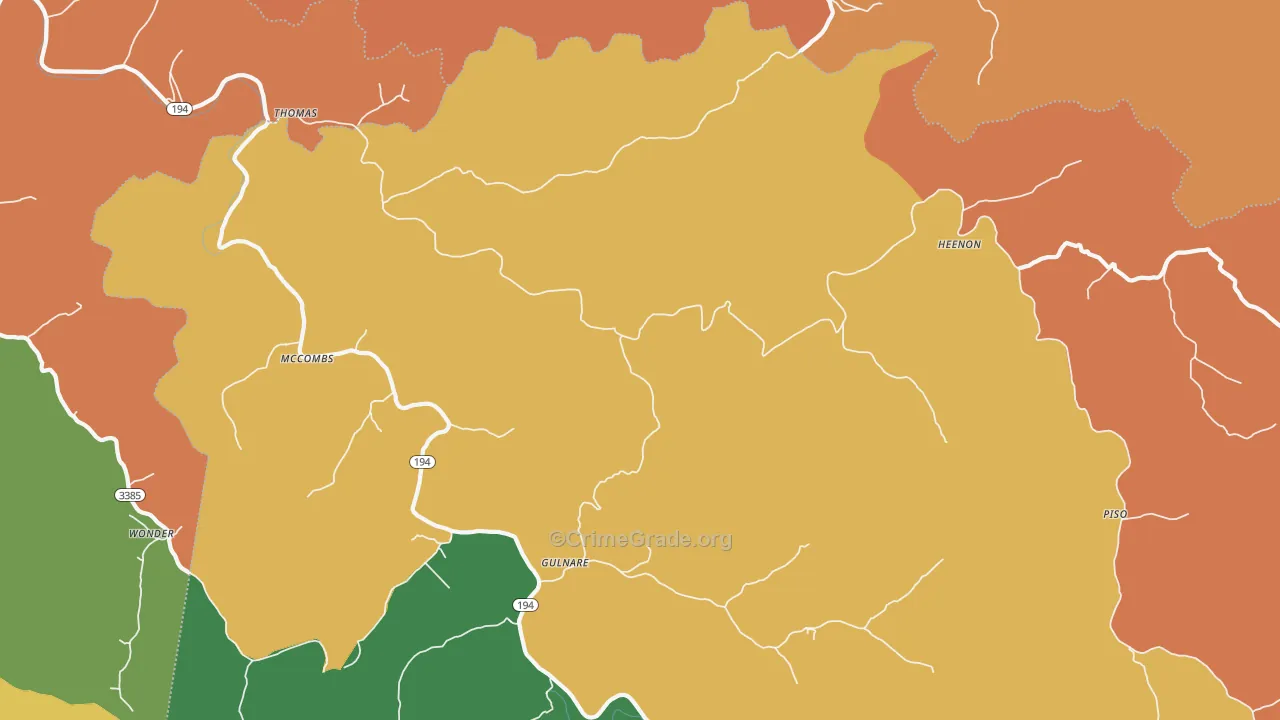 McCombs, KY Map of Vandalism Rates