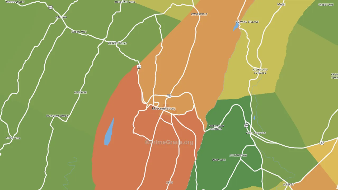 McConnellsburg, PA Map of Vandalism Rates
