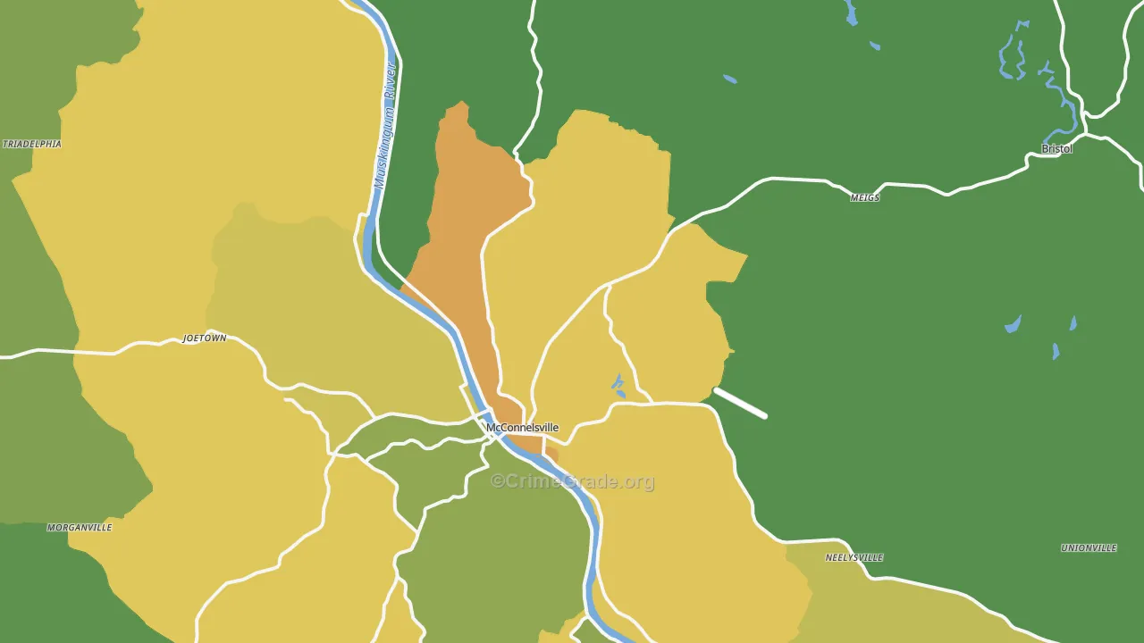 McConnelsville, OH Map of Vandalism Rates
