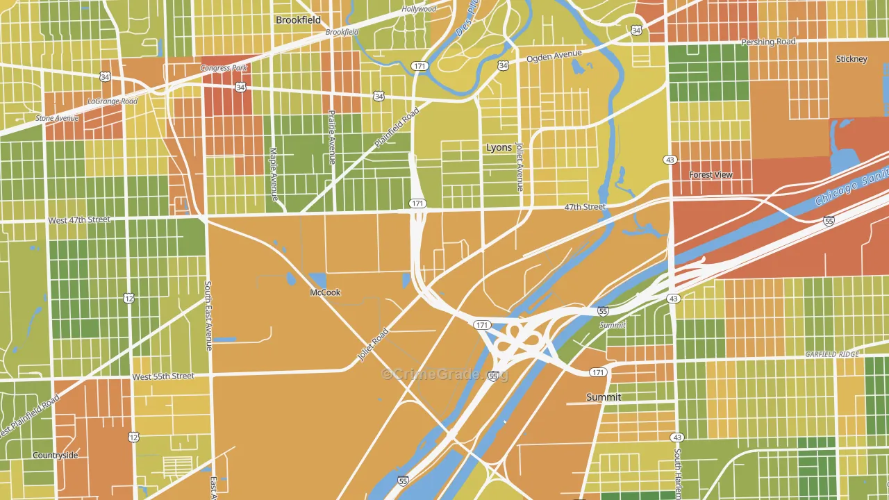 McCook, IL Map of Vandalism Rates