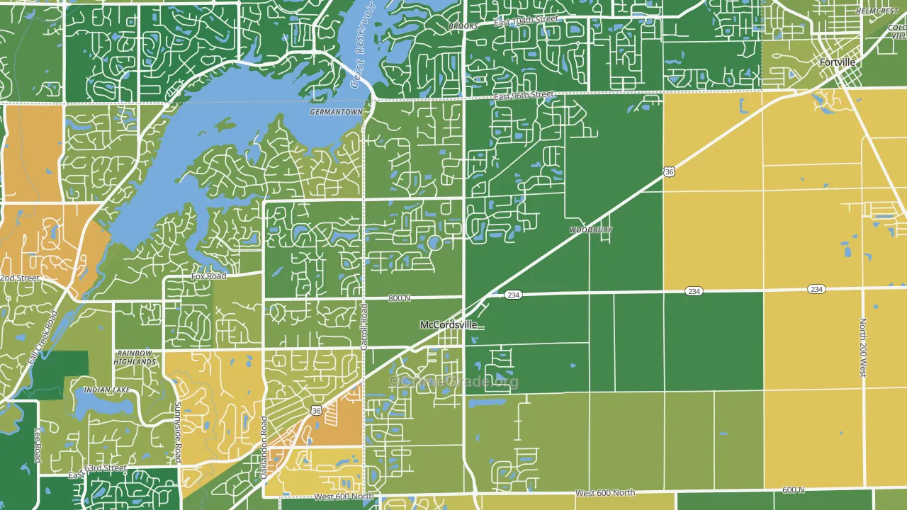 McCordsville, IN Map of Vandalism Rates