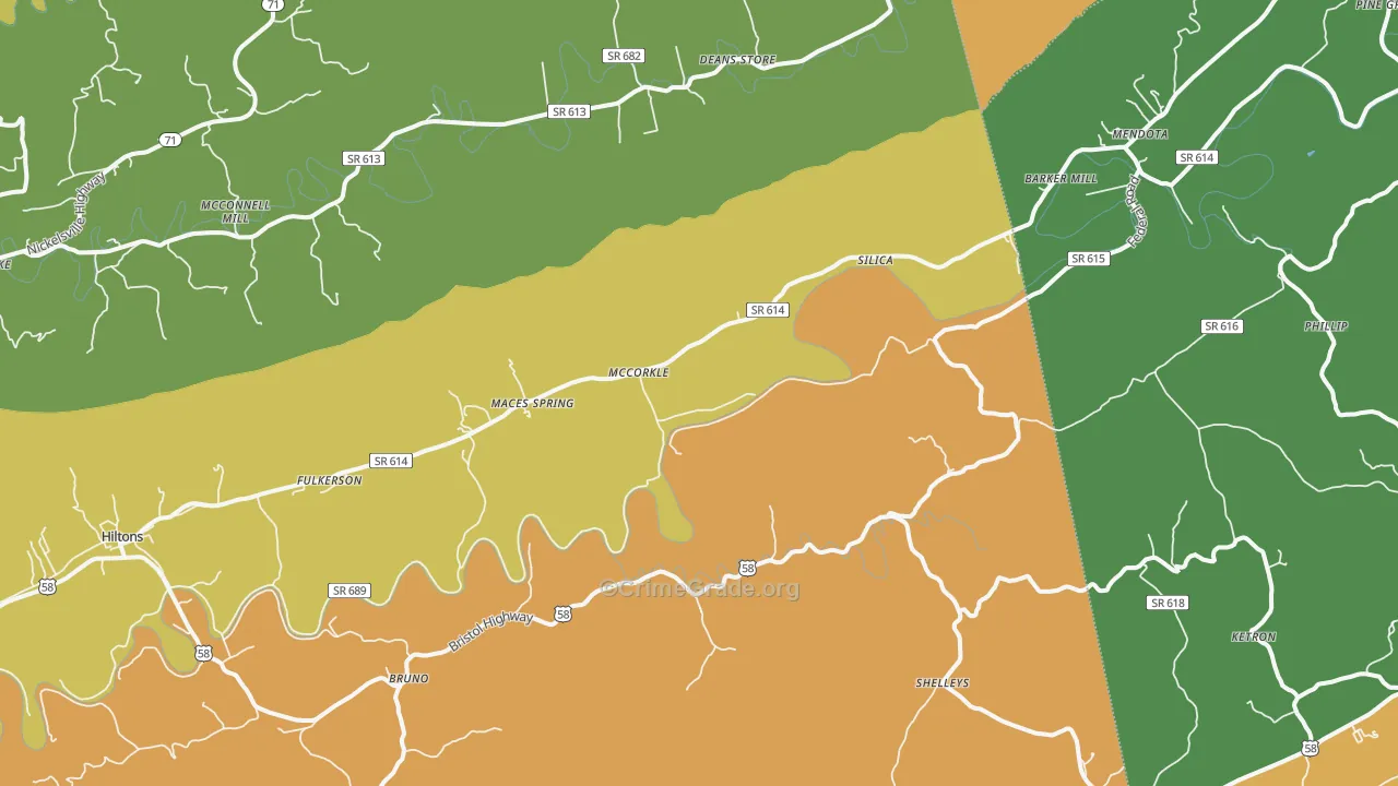 McCorkle, VA Map of Vandalism Rates