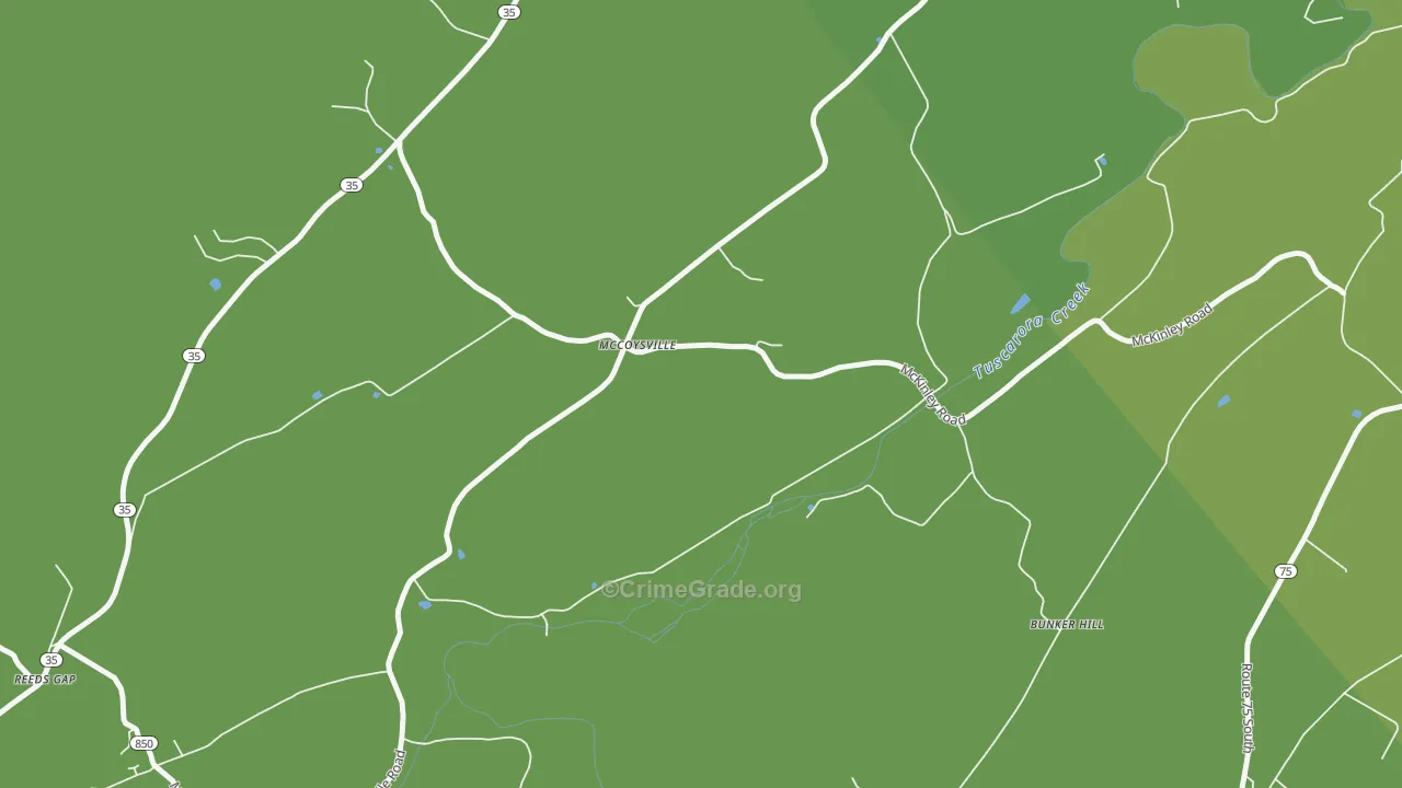 McCoysville, PA Map of Vandalism Rates
