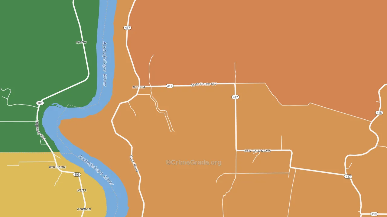 McCrea, LA Map of Vandalism Rates