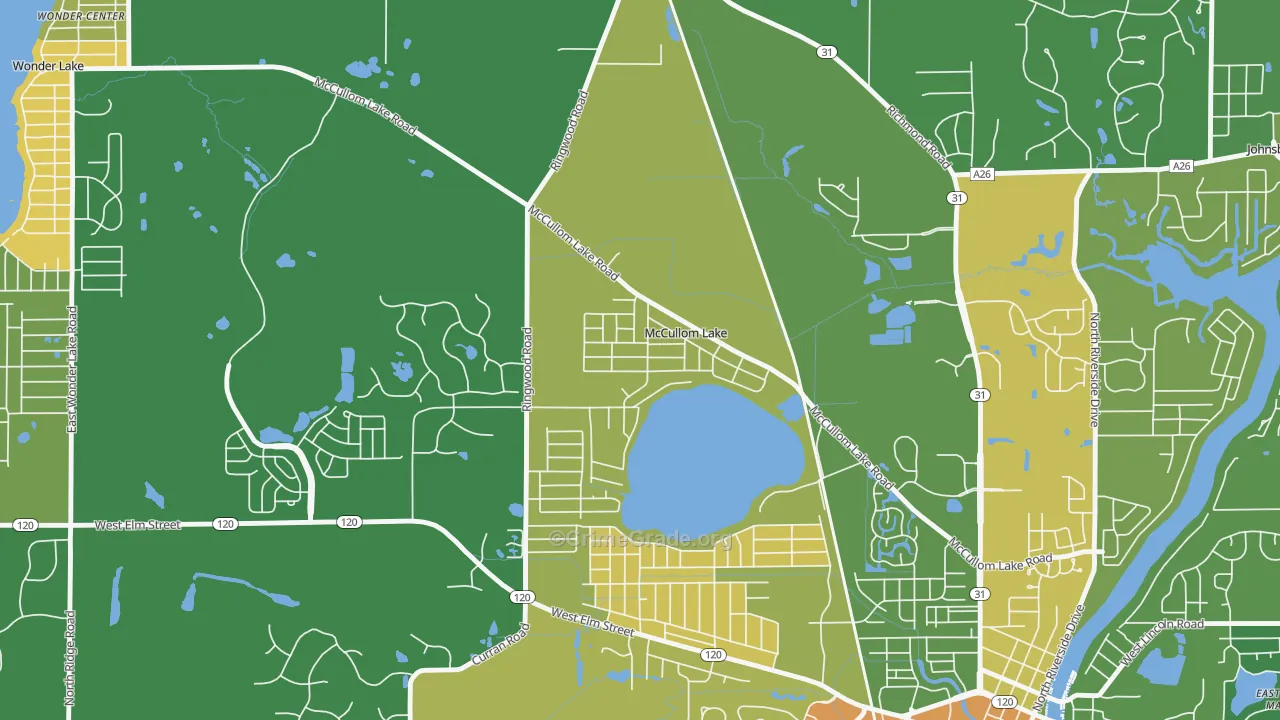 McCullom Lake, IL Map of Vandalism Rates