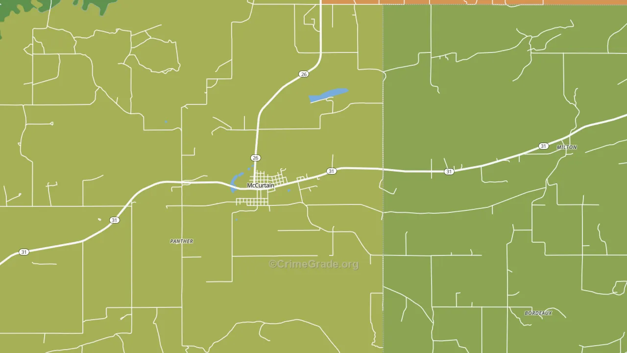 Mccurtain, OK Map of Vandalism Rates