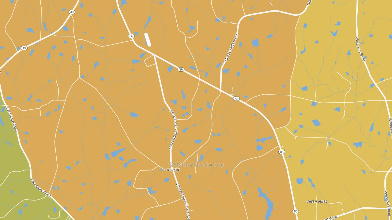 McDade, NC Map of Vandalism Rates