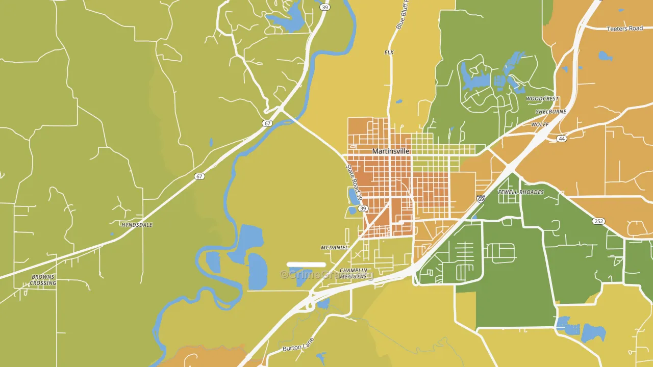McDaniel, IN Map of Vandalism Rates