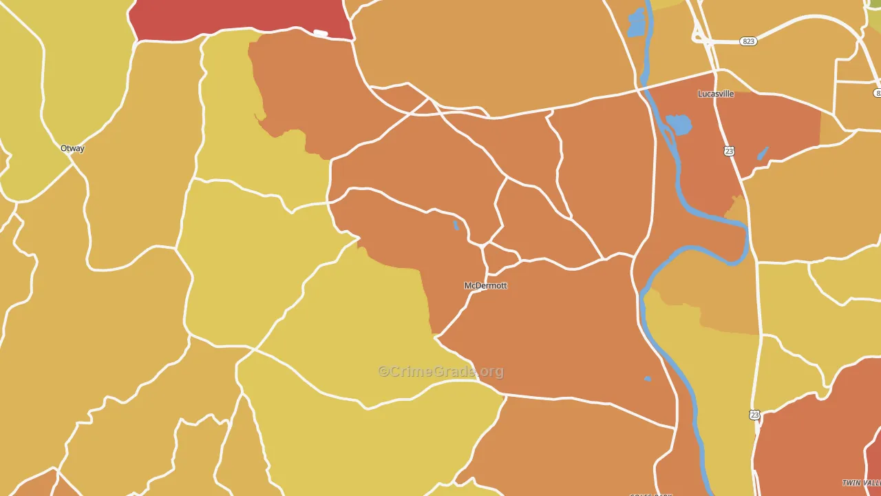 McDermott, OH Map of Vandalism Rates