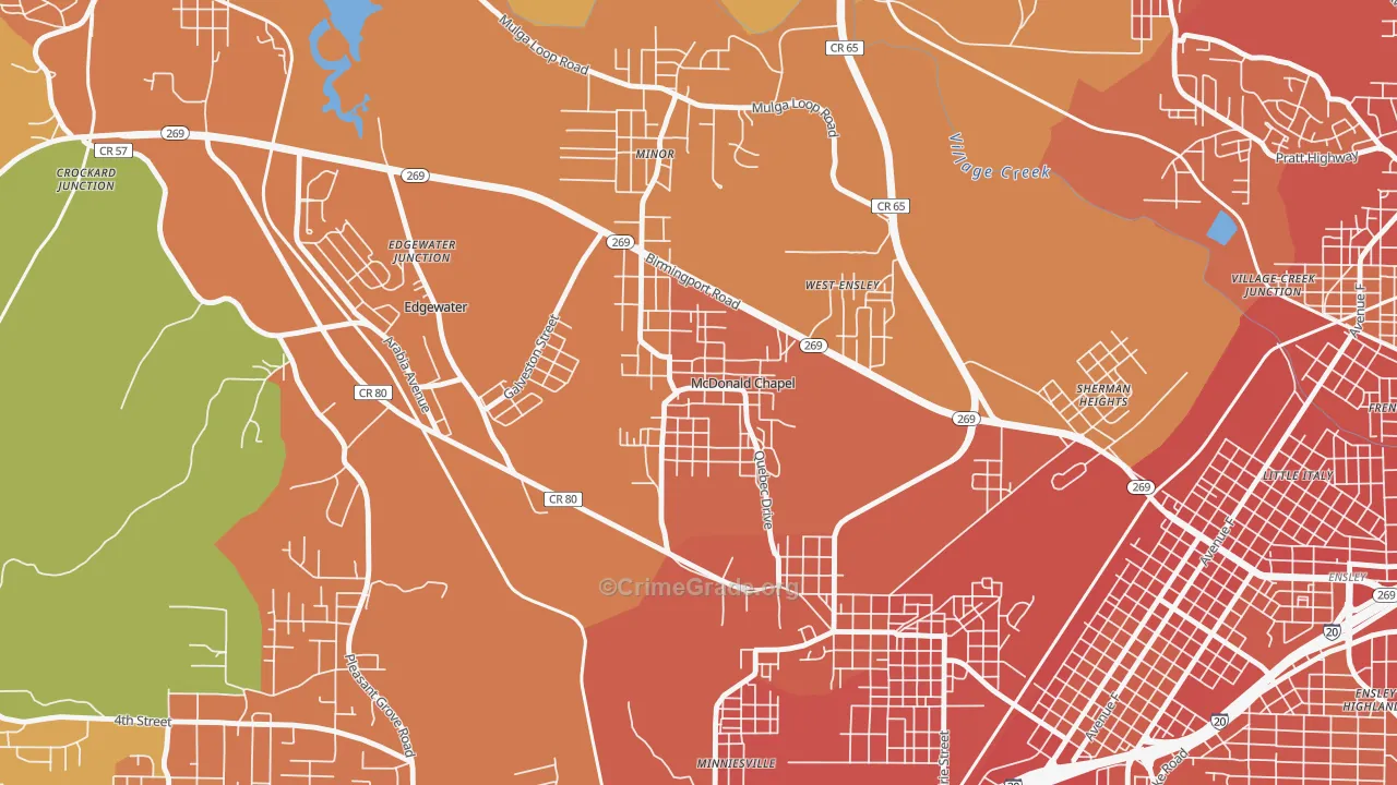 McDonald Chapel, AL Map of Vandalism Rates