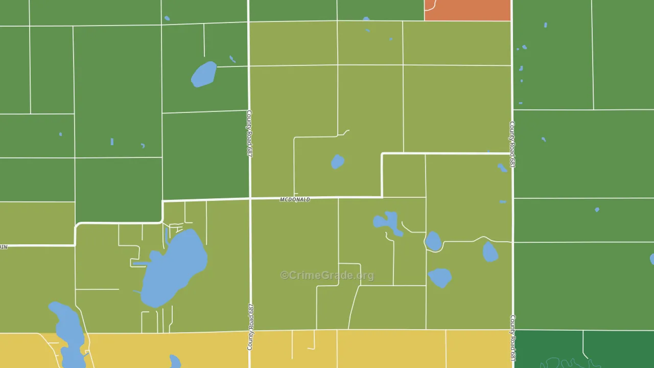 McDonald, MI Map of Vandalism Rates