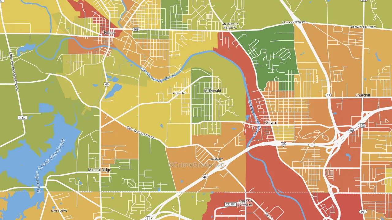 McDonald, OH Map of Vandalism Rates