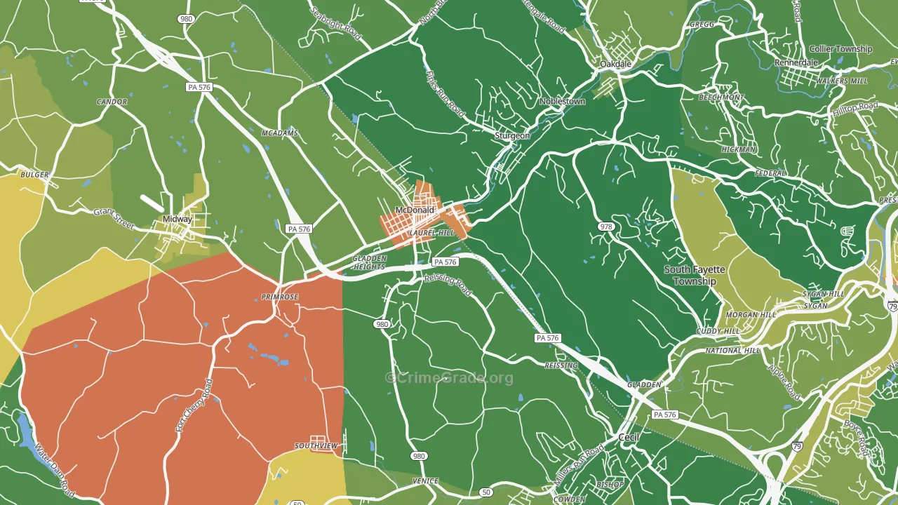 Mcdonald, PA Map of Vandalism Rates