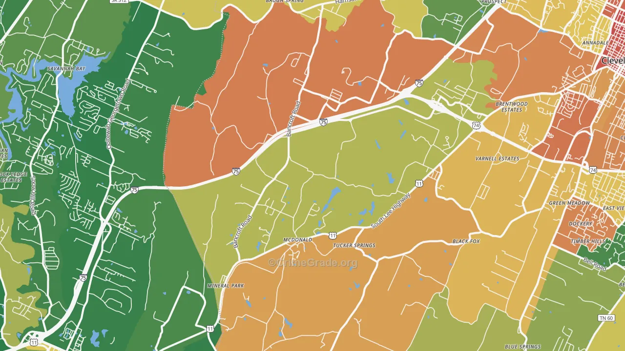 McDonald, TN Map of Vandalism Rates