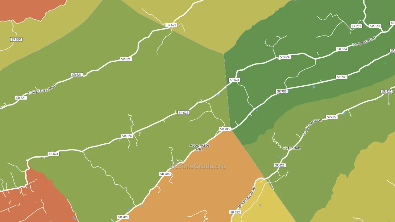 McDonalds Mill, VA Map of Vandalism Rates