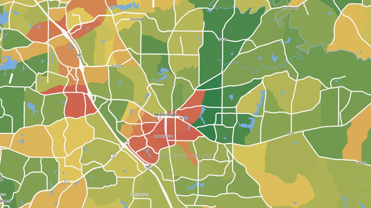 McDonough, GA Map of Vandalism Rates