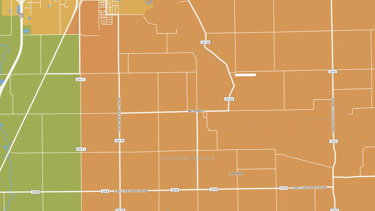 McDowell, IL Map of Vandalism Rates